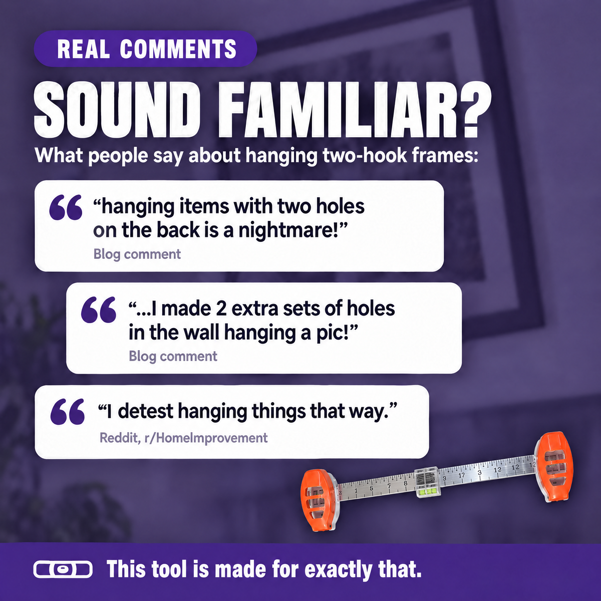 Real comments about how hard two-hook frames are to hang