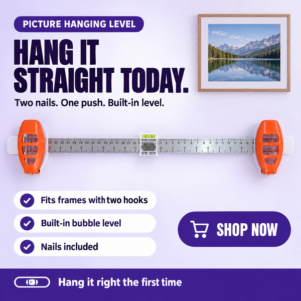 Picture Hanging Level – Two-Nail Picture Hanger with Built-In Bubble Level